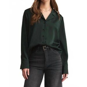 Z Supply Ana Green Satin Button Down